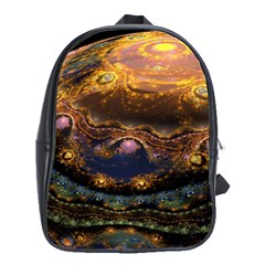 Fractal Cg Computer Graphics Sphere Fractal Art Water Organism Macro Photography Art Space Earth  School Bag (large) by Vaneshart