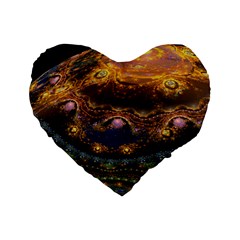 Fractal Cg Computer Graphics Sphere Fractal Art Water Organism Macro Photography Art Space Earth  Standard 16  Premium Heart Shape Cushions by Vaneshart