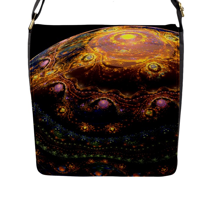 Fractal Cg Computer Graphics Sphere Fractal Art Water Organism Macro Photography Art Space Earth  Flap Closure Messenger Bag (L)