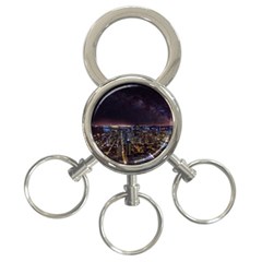 Light Sky Skyline Night Star Milky Way Cosmos Spiral City Skyscraper Urban Cityscape Dark San Franci 3-ring Key Chain by Vaneshart