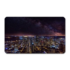 Light Sky Skyline Night Star Milky Way Cosmos Spiral City Skyscraper Urban Cityscape Dark San Franci Magnet (rectangular) by Vaneshart