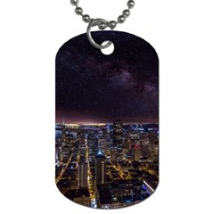 Light Sky Skyline Night Star Milky Way Cosmos Spiral City Skyscraper Urban Cityscape Dark San Franci Dog Tag (two Sides) by Vaneshart