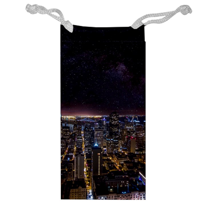 Light Sky Skyline Night Star Milky Way Cosmos Spiral City Skyscraper Urban Cityscape Dark San Franci Jewelry Bag