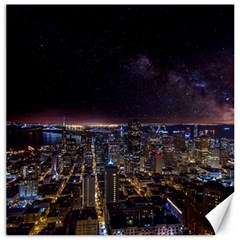 Light Sky Skyline Night Star Milky Way Cosmos Spiral City Skyscraper Urban Cityscape Dark San Franci Canvas 12  X 12  by Vaneshart