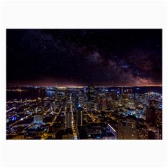 Light Sky Skyline Night Star Milky Way Cosmos Spiral City Skyscraper Urban Cityscape Dark San Franci Large Glasses Cloth (2 Sides) by Vaneshart