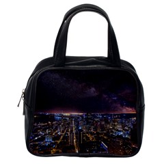 Light Sky Skyline Night Star Milky Way Cosmos Spiral City Skyscraper Urban Cityscape Dark San Franci Classic Handbag (one Side) by Vaneshart