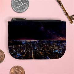 Light Sky Skyline Night Star Milky Way Cosmos Spiral City Skyscraper Urban Cityscape Dark San Franci Mini Coin Purse by Vaneshart