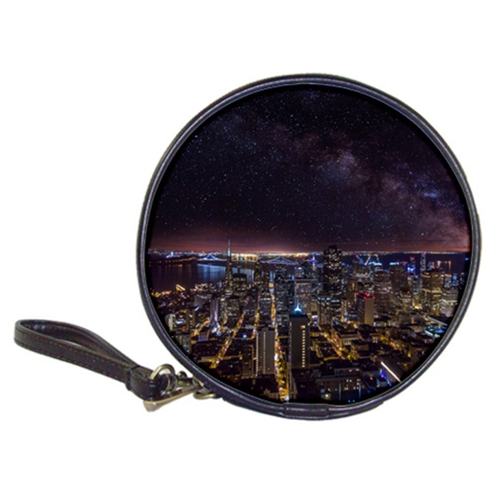 Light Sky Skyline Night Star Milky Way Cosmos Spiral City Skyscraper Urban Cityscape Dark San Franci Classic 20-CD Wallets