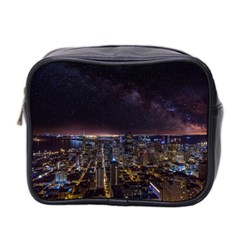 Light Sky Skyline Night Star Milky Way Cosmos Spiral City Skyscraper Urban Cityscape Dark San Franci Mini Toiletries Bag (two Sides) by Vaneshart