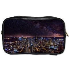 Light Sky Skyline Night Star Milky Way Cosmos Spiral City Skyscraper Urban Cityscape Dark San Franci Toiletries Bag (one Side) by Vaneshart