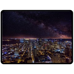 Light Sky Skyline Night Star Milky Way Cosmos Spiral City Skyscraper Urban Cityscape Dark San Franci Fleece Blanket (large)  by Vaneshart