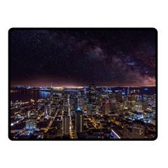 Light Sky Skyline Night Star Milky Way Cosmos Spiral City Skyscraper Urban Cityscape Dark San Franci Fleece Blanket (small) by Vaneshart