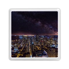 Light Sky Skyline Night Star Milky Way Cosmos Spiral City Skyscraper Urban Cityscape Dark San Franci Memory Card Reader (square) by Vaneshart