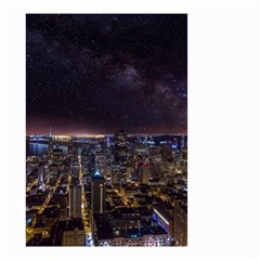 Light Sky Skyline Night Star Milky Way Cosmos Spiral City Skyscraper Urban Cityscape Dark San Franci Small Garden Flag (two Sides) by Vaneshart