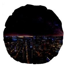 Light Sky Skyline Night Star Milky Way Cosmos Spiral City Skyscraper Urban Cityscape Dark San Franci Large 18  Premium Round Cushions by Vaneshart