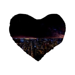 Light Sky Skyline Night Star Milky Way Cosmos Spiral City Skyscraper Urban Cityscape Dark San Franci Standard 16  Premium Heart Shape Cushions by Vaneshart