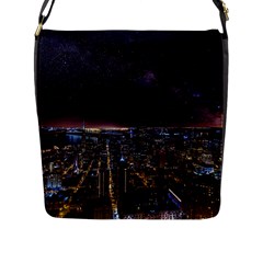 Light Sky Skyline Night Star Milky Way Cosmos Spiral City Skyscraper Urban Cityscape Dark San Franci Flap Closure Messenger Bag (l) by Vaneshart