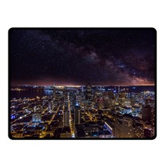 Light Sky Skyline Night Star Milky Way Cosmos Spiral City Skyscraper Urban Cityscape Dark San Franci Double Sided Fleece Blanket (small)  by Vaneshart