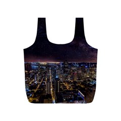 Light Sky Skyline Night Star Milky Way Cosmos Spiral City Skyscraper Urban Cityscape Dark San Franci Full Print Recycle Bag (s) by Vaneshart