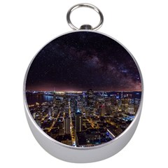 Light Sky Skyline Night Star Milky Way Cosmos Spiral City Skyscraper Urban Cityscape Dark San Franci Silver Compasses by Vaneshart