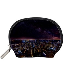 Light Sky Skyline Night Star Milky Way Cosmos Spiral City Skyscraper Urban Cityscape Dark San Franci Accessory Pouch (small) by Vaneshart