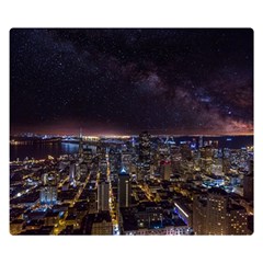 Light Sky Skyline Night Star Milky Way Cosmos Spiral City Skyscraper Urban Cityscape Dark San Franci Double Sided Flano Blanket (small)  by Vaneshart