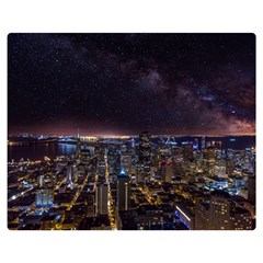 Light Sky Skyline Night Star Milky Way Cosmos Spiral City Skyscraper Urban Cityscape Dark San Franci Double Sided Flano Blanket (medium)  by Vaneshart