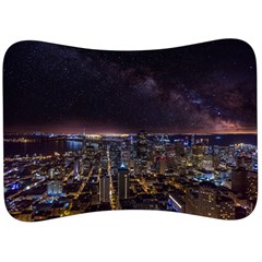 Light Sky Skyline Night Star Milky Way Cosmos Spiral City Skyscraper Urban Cityscape Dark San Franci Velour Seat Head Rest Cushion by Vaneshart