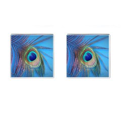 Nature Bird Wing Texture Animal Male Wildlife Decoration Pattern Line Green Color Blue Colorful Cufflinks (square) by Vaneshart