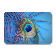 Nature Bird Wing Texture Animal Male Wildlife Decoration Pattern Line Green Color Blue Colorful Small Doormat  by Vaneshart