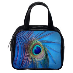 Nature Bird Wing Texture Animal Male Wildlife Decoration Pattern Line Green Color Blue Colorful Classic Handbag (one Side) by Vaneshart