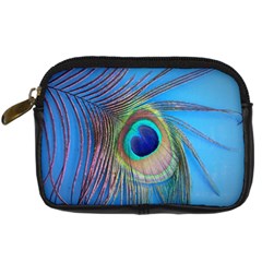 Nature Bird Wing Texture Animal Male Wildlife Decoration Pattern Line Green Color Blue Colorful Digital Camera Leather Case by Vaneshart