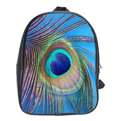 Nature Bird Wing Texture Animal Male Wildlife Decoration Pattern Line Green Color Blue Colorful School Bag (xl) by Vaneshart