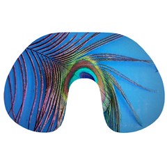 Nature Bird Wing Texture Animal Male Wildlife Decoration Pattern Line Green Color Blue Colorful Travel Neck Pillow by Vaneshart