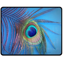 Nature Bird Wing Texture Animal Male Wildlife Decoration Pattern Line Green Color Blue Colorful Double Sided Fleece Blanket (medium)  by Vaneshart