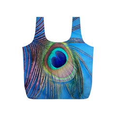 Nature Bird Wing Texture Animal Male Wildlife Decoration Pattern Line Green Color Blue Colorful Full Print Recycle Bag (s) by Vaneshart