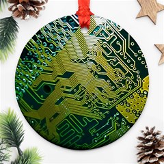 Laptop Computer Technology Leaf Line Green Biology Communication Electronics Illustration Informatio Ornament (round) by Vaneshart