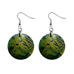 Laptop Computer Technology Leaf Line Green Biology Communication Electronics Illustration Informatio Mini Button Earrings by Vaneshart