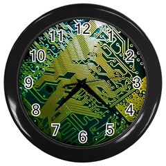 Laptop Computer Technology Leaf Line Green Biology Communication Electronics Illustration Informatio Wall Clock (black) by Vaneshart