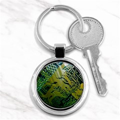 Laptop Computer Technology Leaf Line Green Biology Communication Electronics Illustration Informatio Key Chain (round) by Vaneshart