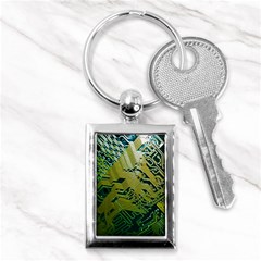 Laptop Computer Technology Leaf Line Green Biology Communication Electronics Illustration Informatio Key Chain (rectangle) by Vaneshart