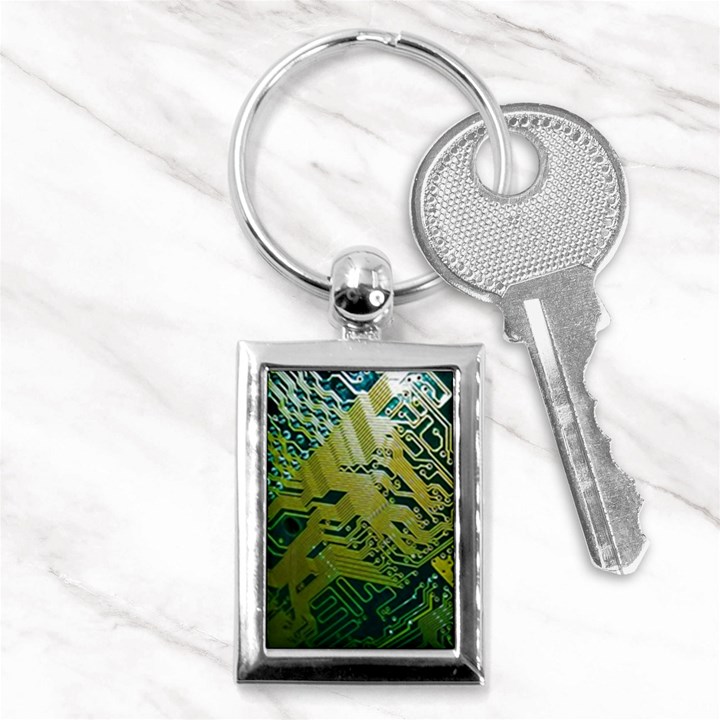 Laptop Computer Technology Leaf Line Green Biology Communication Electronics Illustration Informatio Key Chain (Rectangle)