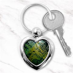 Laptop Computer Technology Leaf Line Green Biology Communication Electronics Illustration Informatio Key Chain (heart) by Vaneshart