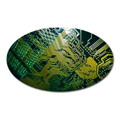 Laptop Computer Technology Leaf Line Green Biology Communication Electronics Illustration Informatio Oval Magnet by Vaneshart