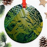 Laptop Computer Technology Leaf Line Green Biology Communication Electronics Illustration Informatio Round Ornament (Two Sides) Front