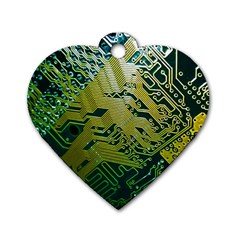 Laptop Computer Technology Leaf Line Green Biology Communication Electronics Illustration Informatio Dog Tag Heart (two Sides) by Vaneshart