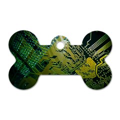 Laptop Computer Technology Leaf Line Green Biology Communication Electronics Illustration Informatio Dog Tag Bone (one Side) by Vaneshart