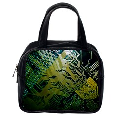 Laptop Computer Technology Leaf Line Green Biology Communication Electronics Illustration Informatio Classic Handbag (one Side) by Vaneshart