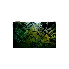 Laptop Computer Technology Leaf Line Green Biology Communication Electronics Illustration Informatio Cosmetic Bag (small) by Vaneshart