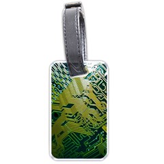 Laptop Computer Technology Leaf Line Green Biology Communication Electronics Illustration Informatio Luggage Tag (one Side) by Vaneshart